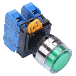 YW4L-MF2E20Q0G Green 22mm Metal Bezel Momentary Shrouded Push Button Switch 2NO IP65 IDEC