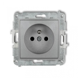 ICON Mechanizm gniazda pojedynczego z uziemieniem 2P+Z (przesłony torów prądowych) srebrny metalik 7IGP-1zp