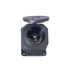 Gniazdo sieciowe 230V gumowe IP44 skośne natynkowe czarne