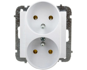 Sentia Gniazdo podwójne z/u 16A IP20 białe 1443-10