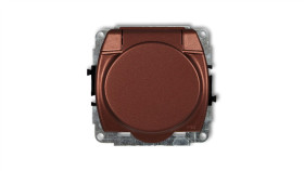 Trend Gniazdo Bryzgoszczelne Z/U Schuko (Klapka Brązowy Metalik) Brązowy...