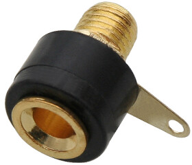 Gniazdo bananowe czarne z pozłacanymi końcówkami 4mm 19A 60V