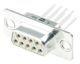 Złącze D-Sub 9-pinowe Żeński Proste Montaż na panelu raster 2.74mm Złoto na niklu