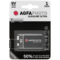AgfaPhoto 110-851808 Ultra 9V 6LR61 Powerful Alkaline Battery High Capacity