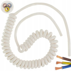 Przewód OMY spiralny H03VVH8-F 3x1 0,16m / 0,9m biały