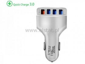 Ładowarka sam. 3.0 srebrna 4x USB; 6A; szybka