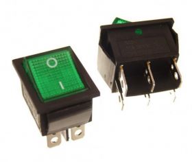 PRZELACZNIK KCD7 ZIELONY 6PIN ON/OFF 230