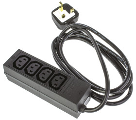 Listwa zasilająca, 10A, 250 V AC, 4 wtykowa dł. kabla 2m IEC C13