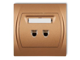 LOGO Gniazdo telefoniczne podwójne 2xRJ11 4-stykowy złoty metalik 8LGT-2 KARLIK