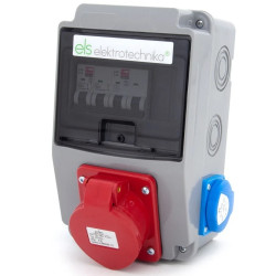 Rozdzielnica budowlana 32A/4P + 2*GS 230V + zabezpieczenia, obudowa naścienna, okienko 6M, 6NO21C01F