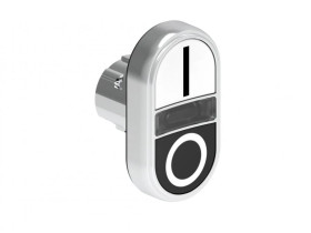 Metalowy przycisk fi22mm 2 klawiszowy samoczynny powrót 2 kryte, podświetlany Biały-Czarny I-0 LPSBL7124