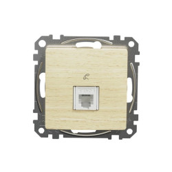 Gniazdo telefoniczne RJ11, brzoza, efekt drewna, Sedna Design i Elements SDD180491
