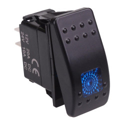 Blue illuminated On-Off Automotive Rocker Switch SPST 10A 12-24V IP68
