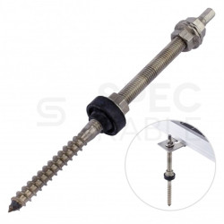 Wkręt śruba dwugwintowa M10x200mm nierdzewna A2 z uszczelką EPDM