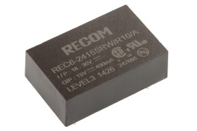 Przetwornica DC-DC, 6W, Uwe 18 → 36 V DC, Uwy 15V dc, Iwy 400mA, Recom