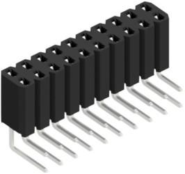 Socket header, 20 pole, pitch 2.54 mm, angled, 10026587