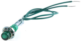 Lampka kontrolna do montażu panelowego 28V, zielona 6.4mm Chrom Wyprowadzenia CAMDENBOSS