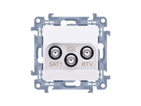 SIMON 10 Gniazdo antenowe satelitarne podwójne SAT-SAT-RTV (moduł) 1x wejście: 5 MHz-24 GHz biały CASK2F.01/11 KONTAKT SIMON