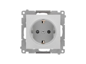 SIMON 55 Gniazdo pojedyncze z uziemieniem SCHUKO z przesłonami szybkozłącza aluminium mat TGSZ1CZ.01/143 KONTAKT SIMON