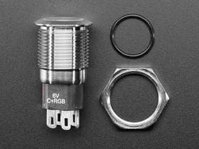 Rugged Metal Silver Finish Pushbutton - 16mm 6V RGB Latching (16mm RGB Latching)