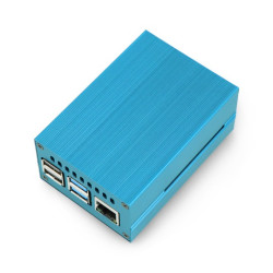 Obudowa do Raspberry Pi 4B z wentylatorem - metalowa - niebieska