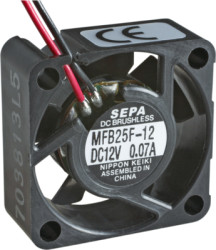 DC axial fan, 12 V, 25 x 25 x 10 mm, 4.1 m³/h, 23 dB, ball bearing, SEPA MFB25F12
