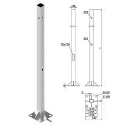 SKAM1/4 słup kwadratowy 4M rozstaw 180X180 - 205X205 fundament FP1, FP2, FP3
