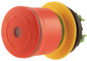 Mushroom pushbutton, illuminable, latching, waistband round, red, mounting Ø 22.5 mm, 197538