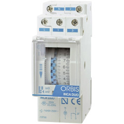ORBIS OB330132 INCA DUO D Timer 230V AC Analogue DIN Rail Mount