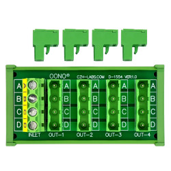 DIN Rail Mount 30A/300V 4x4 Position Pluggable Terminal Block Distribution Module, OONO D-1554T