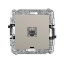 ICON Mechanizm gniazda komputerowego pojedynczego 1xRJ45, kat. 8, ekranowany, 8-stykowy, bez pola opisowego taupe 60IGKBO-11