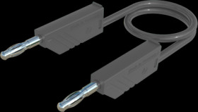 Measuring lead with (4 mm plug, spring-loaded, straight) to (4 mm plug, spring-loaded, straight), 0.5 m, gray, PVC, 2.5 mm², CAT