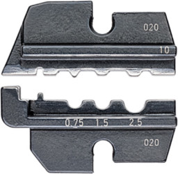 Crimping die for insulated tubular cable lugs/crimp terminals/non-insulated butt, 0.25-2.5 mm², AWG 20-14, 97 49 10