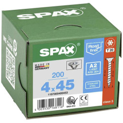 SPAX 1197000400453 Wood screw Stainless steel A2 4 mm 45 mm 200 pcs