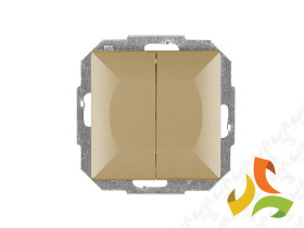 PERŁA Wyłącznik podwójny podświetlany świecznikowy złoto metalik WP-2PS ABEX