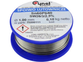 CYNEL UNIPRESS Cyna 1,00mm 100g Sn60Pb40 SW26/3/2.5 spoiwo lutownicze PROFESSIONAL