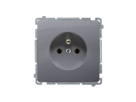 SIMON BASIC Gniazdo pojedyncze z uziemieniem srebrny mat metalizowany BMGZ1.01/43 KONTAKT SIMON