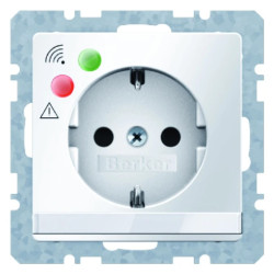 Gniazdo SCHUKO z ochroną przepięciową i polem opisowym śnieżnobiały aksamit Q.1 41086089