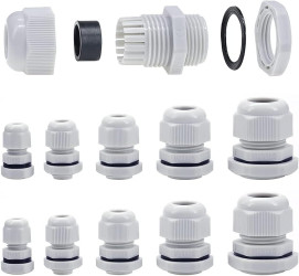 PG13.5 IP68 Cable Gland - White - 10 pcs