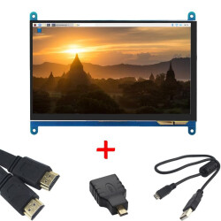 Raspberry Pi 4B/3B+ 7" 800x480 LCD Touch Display Screen with HDMI Cable