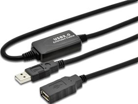 Digitus Kabel USB USB 2.0 Złącze męskie USB-A, Złącze żeńskie USB-A 10.00 m czarny DA-73100-1