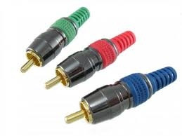 Wtyk RCA (chinch) montowany na przewód RGB złoty