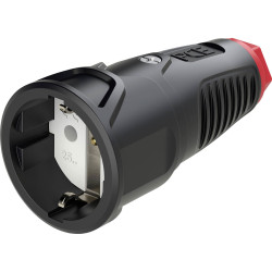 PCE 2510-sr Safety Mains Socket Rubber Thermoplastic 250V Black/Red