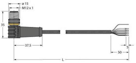 Turck 6626370 Kabel połączeniowy czujnika/aktuatora WSS4.5T-2/TEL, piny: 5, 2 m, 1 szt.