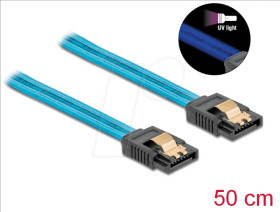 82130 SATA 6 Gb/s Cable UV glow effect blue 50 cm