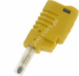 1086-GE Wtyk 4mm, z tuleją ruchomą i dodat. gniazdem 4mm do połączeń wieżowych, przył.przykręcane, żółty, ELECTRO-PJP, 1086GE, 1