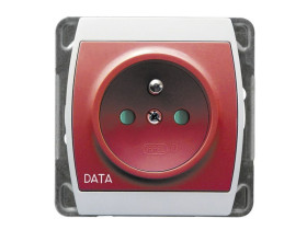 GAZELA Gniazdo pojedyncze z uziemieniem DATA z przesłonami bezramki biały GP-1JZDP/m/00 OSPEL