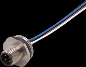 Panel plug, M12, 4 pole, straight, E11295