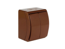 KOALA Wyłącznik podwójny świecznikowy n/t IP44 brąz VW 152-02 61.312 ELEKTRO-PLAST