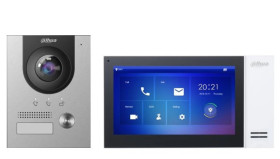 Zestaw wideodomofonowy IP składajacy się z VTO2202F-P + VTH2421FW-P + PFS3005-4ET-36E + Puszka montażowa + adapter (VTM115), DAH